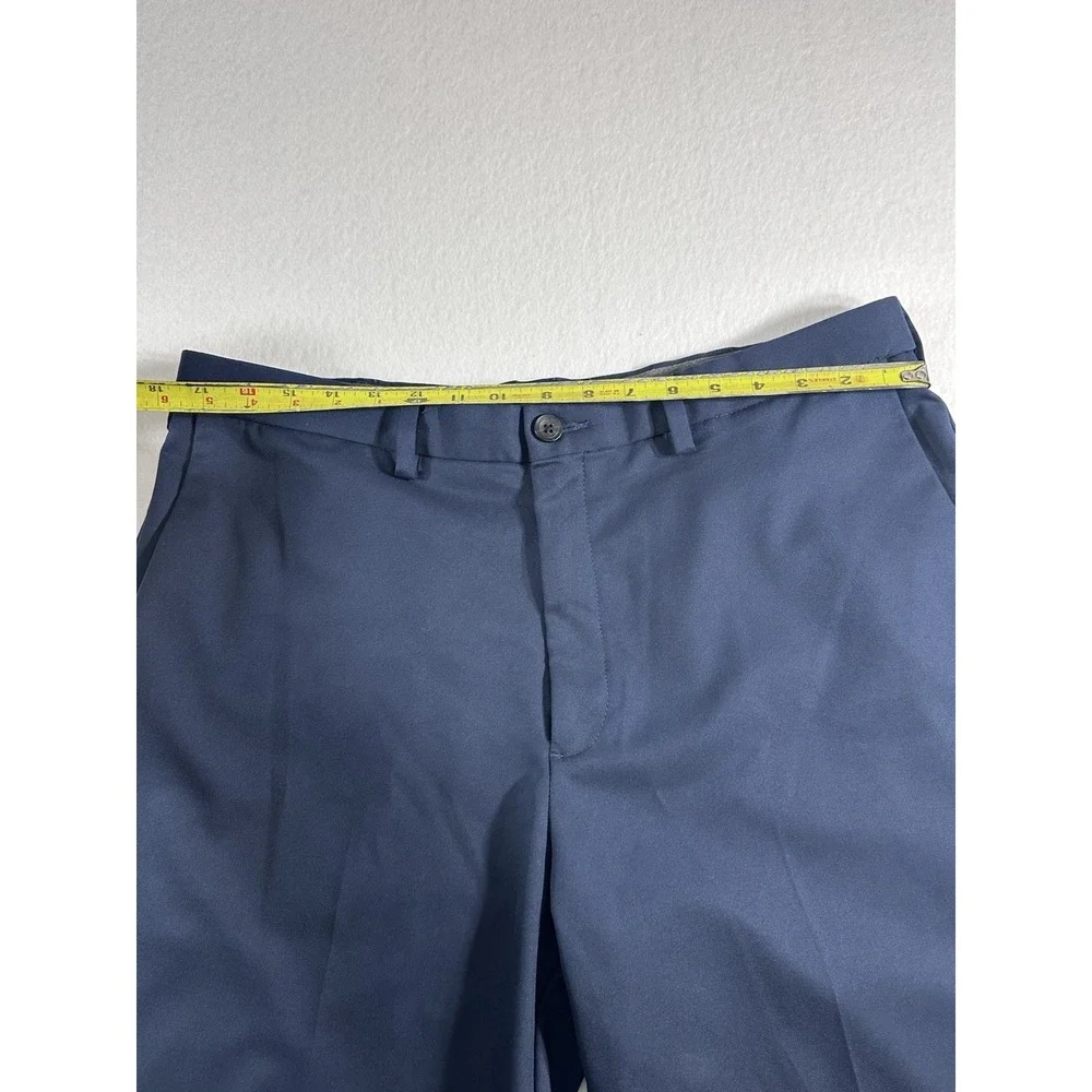 Haggar Cool 18 Pro Navy Blue Dress Pants Mens 36x29 Classic Fit Flat Front Chino